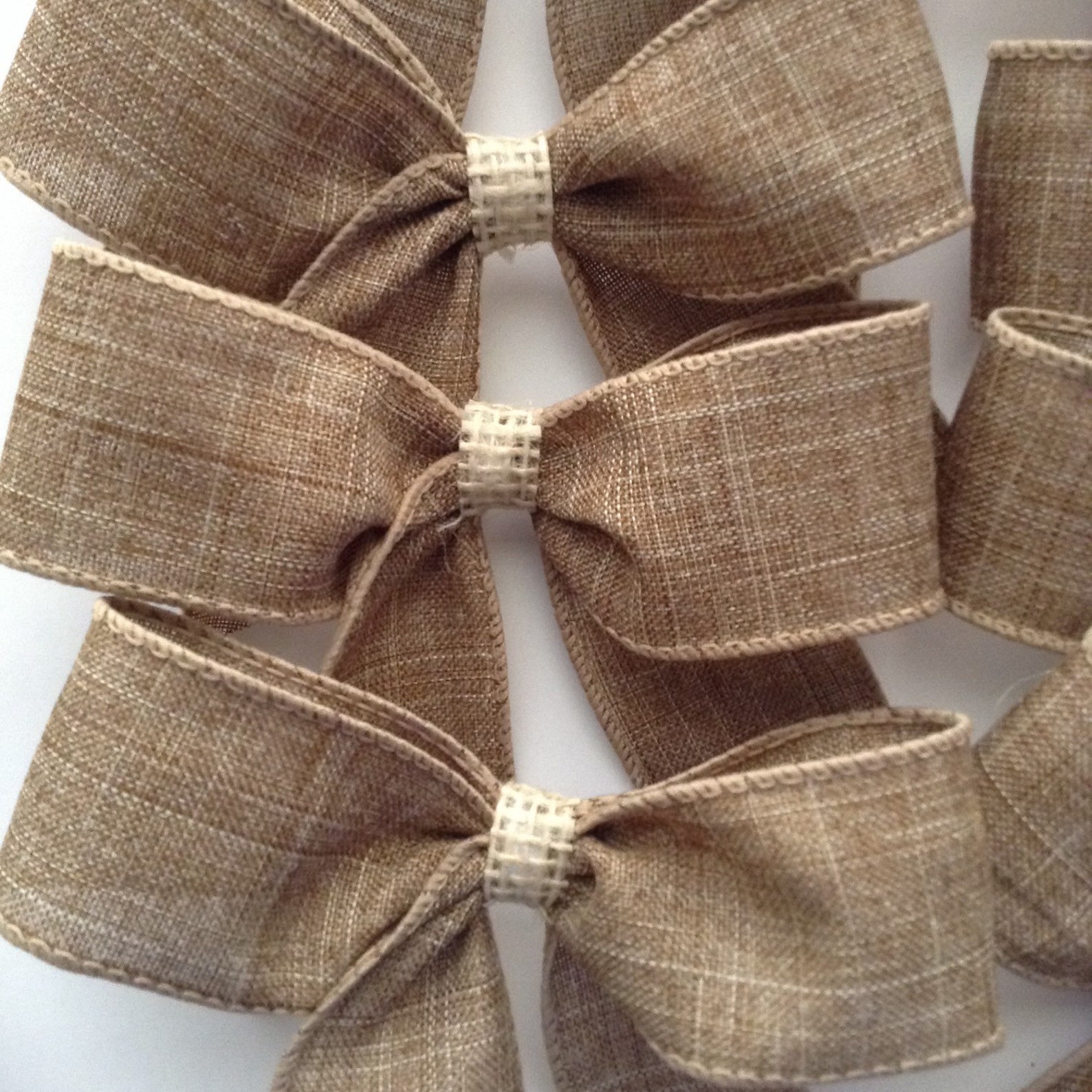 Burlap Small Bows / set of 12 / Natural Decorative Bows / Etsy