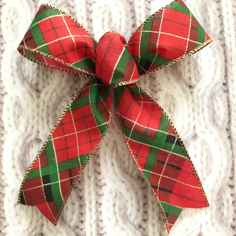 Plaid Christmas Tree Bows / Christmas Plaid Red and Green Etsy