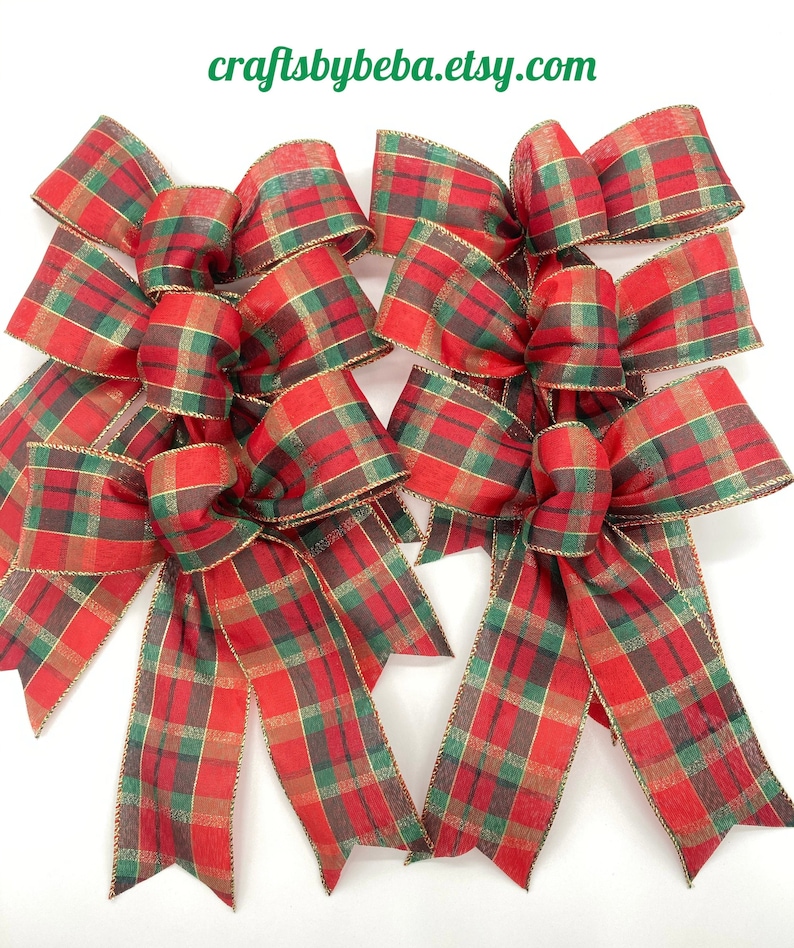 Christmas Classic Plaid Bows / Set 6 Bows / Christmas Tree Etsy
