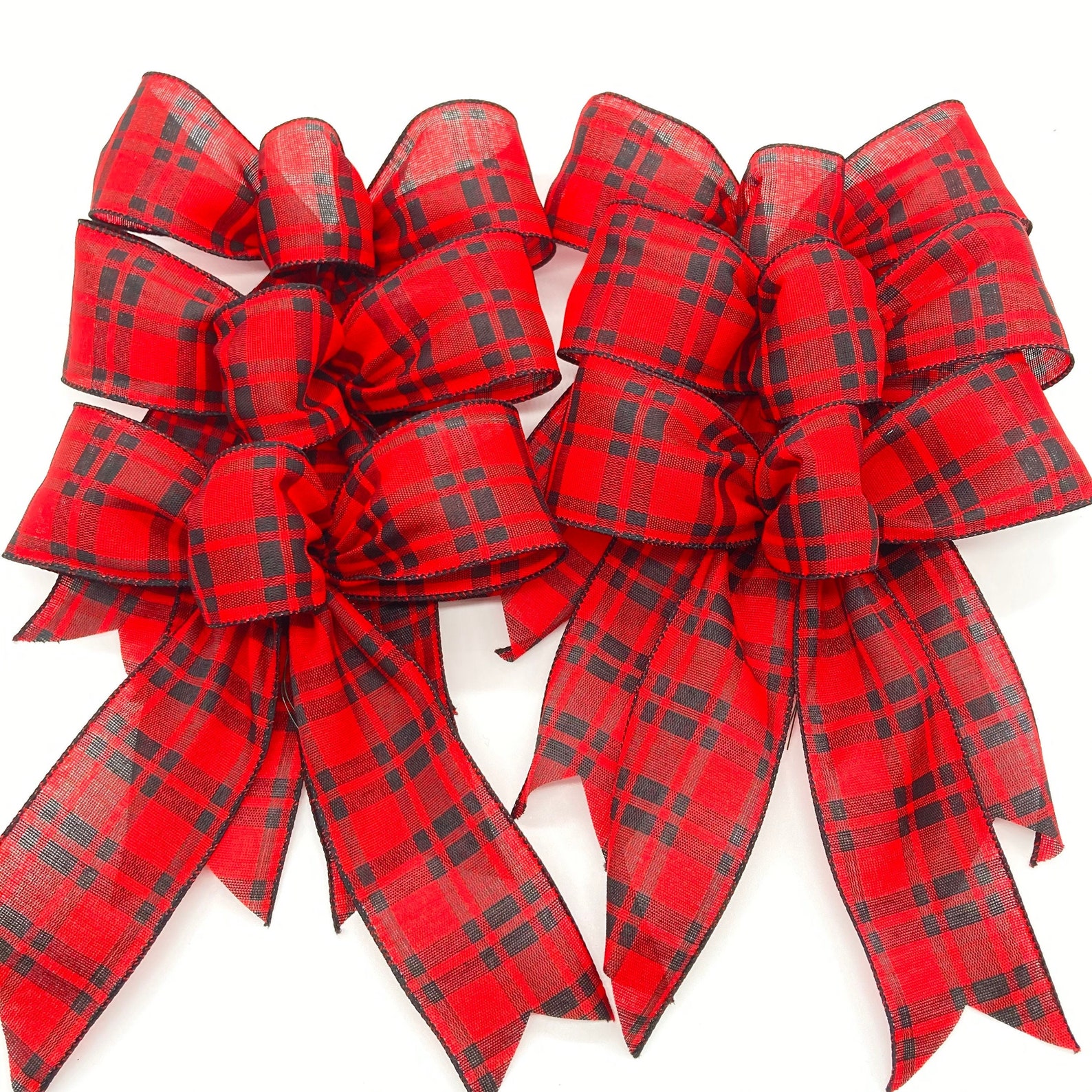 Christmas Tree Bows / Set 7 Bows / Xmas Tree Topper Small Etsy