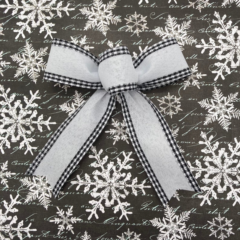 Christmas Black and White Decorative Bows / Set 8 Bows / Small Etsy