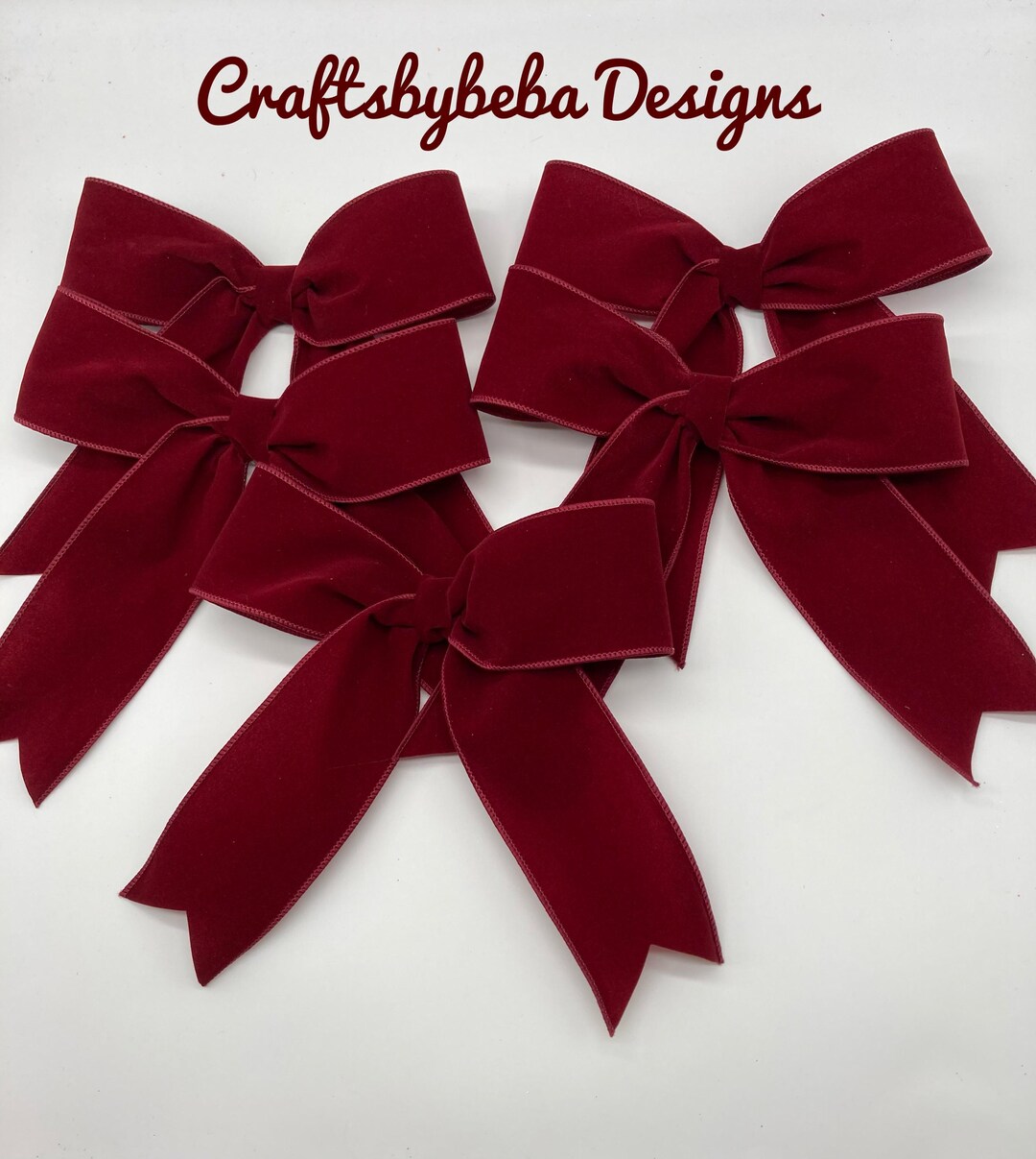 Burgundy Velvet Christmas Tree Bows : Handmade Red Set 5 - Etsy