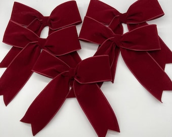 Burgundy Velvet Christmas Tree Bows : Handmade Red Set 5 - Etsy display picture 2