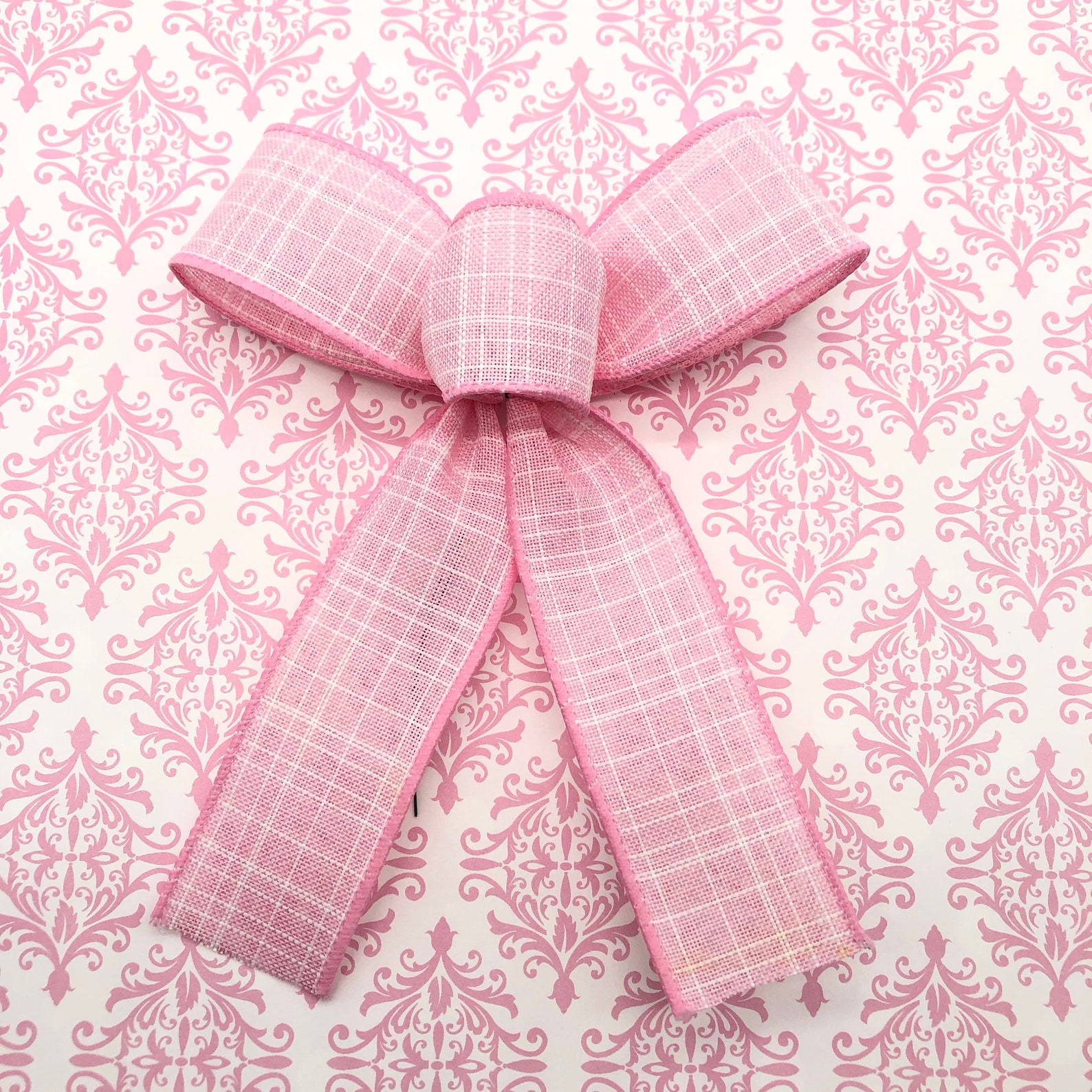 Pink Decorative Bows / Set 12 Bows / Pink and White Bows / Etsy