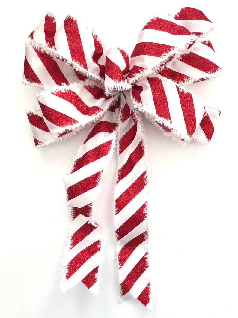Peppermint Christmas Bows / Peppermint Xmas Tree Topper / Etsy