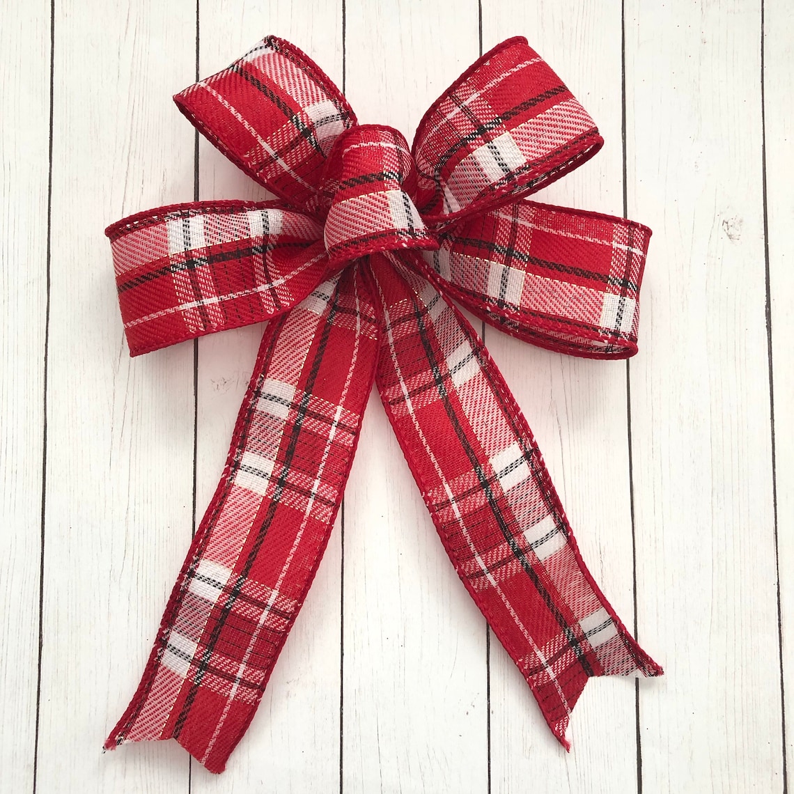 Christmas Plaid Decorative Bows / Set of 6 Bows / Xmas Red Etsy