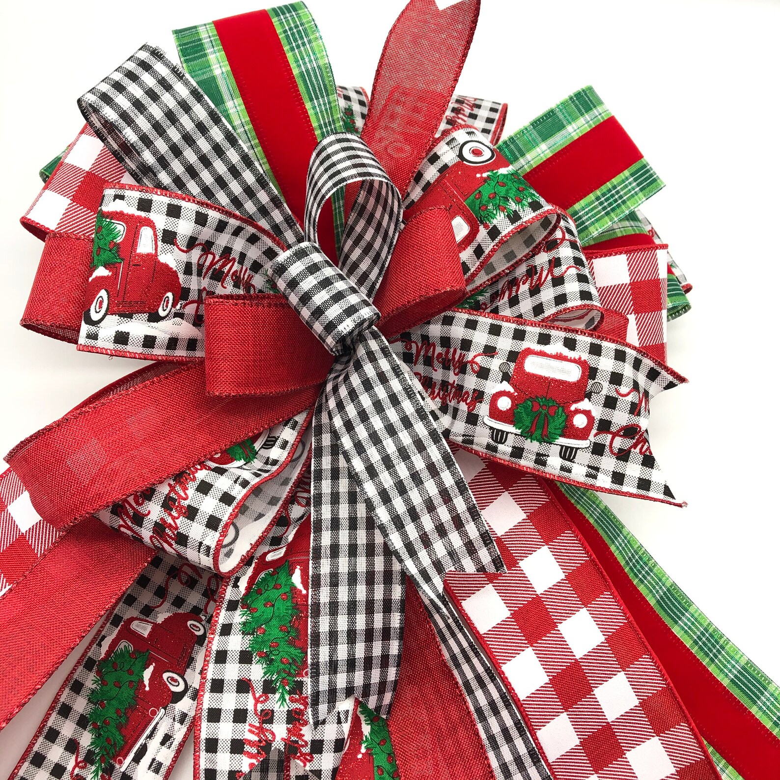 Christmas Tree Topper / Red Truck Christmas Decorative Bow / Etsy