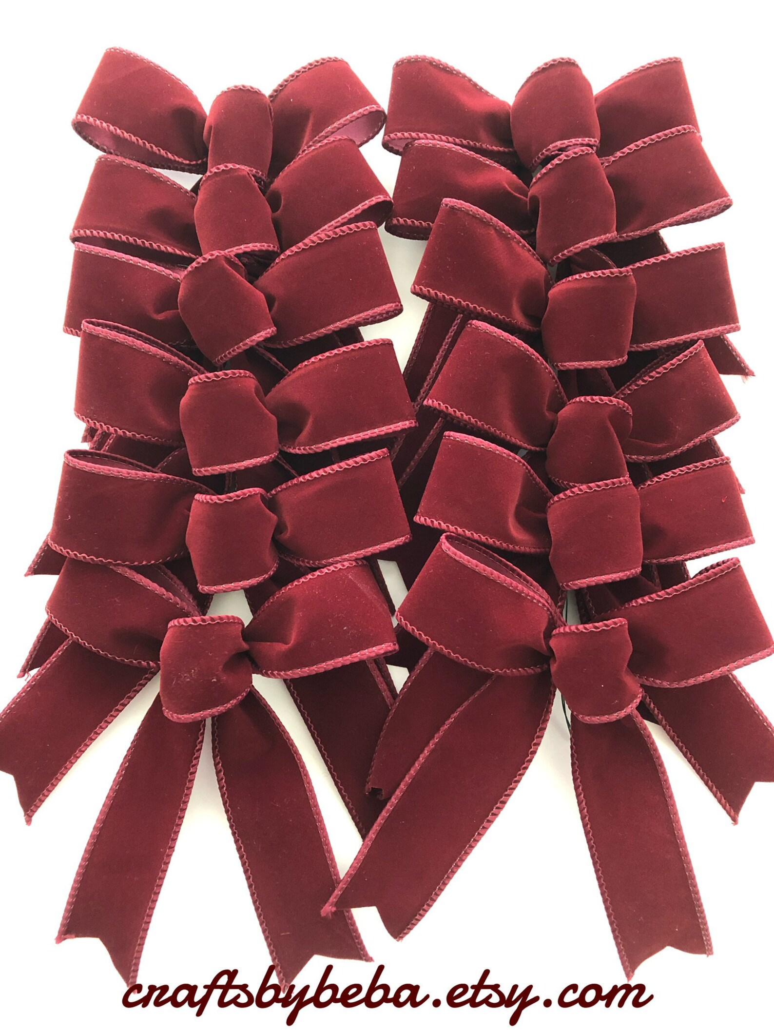 Burgundy Decorative Bows / Set of 12 Bows / Burgundy Velvet Etsy