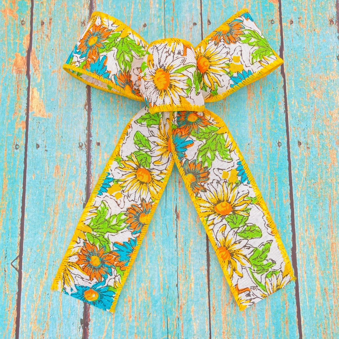 Daisy Decorative Bows / Set 8 Bows / Floral Print Decor Bows / Etsy