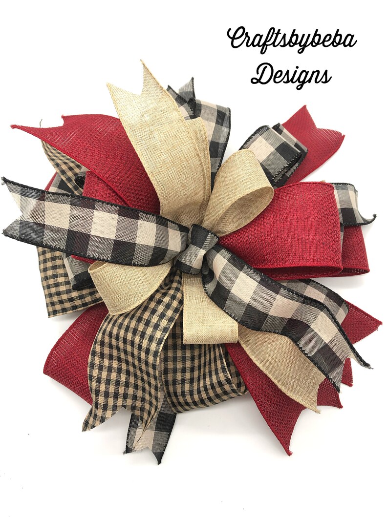 Christmas Tree Topper Christmas Vintage Plaid Decorative Bow Xmas Tree Topper Christmas Plaid Bow Christmas Tree Decorative Bow