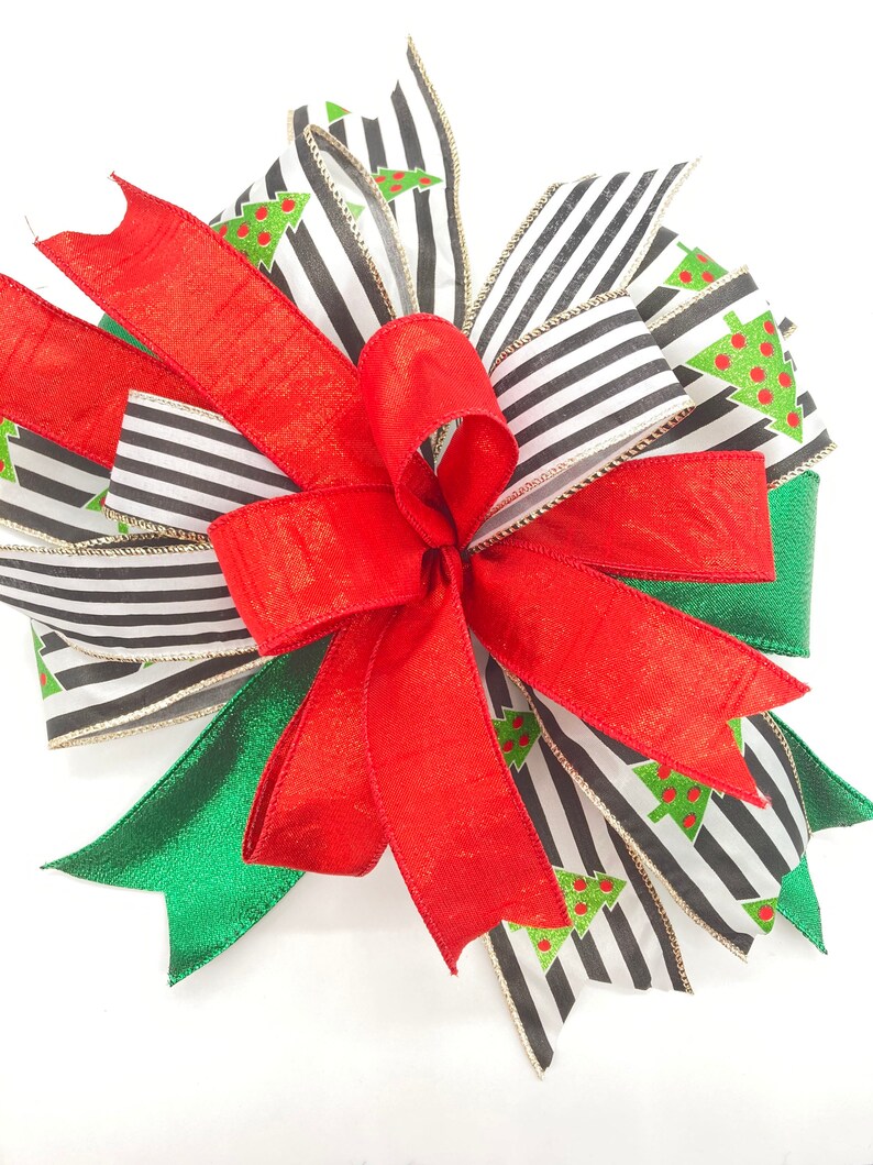 Christmas Tree Topper Bow / Christmaslantern Bow / Red Black Etsy