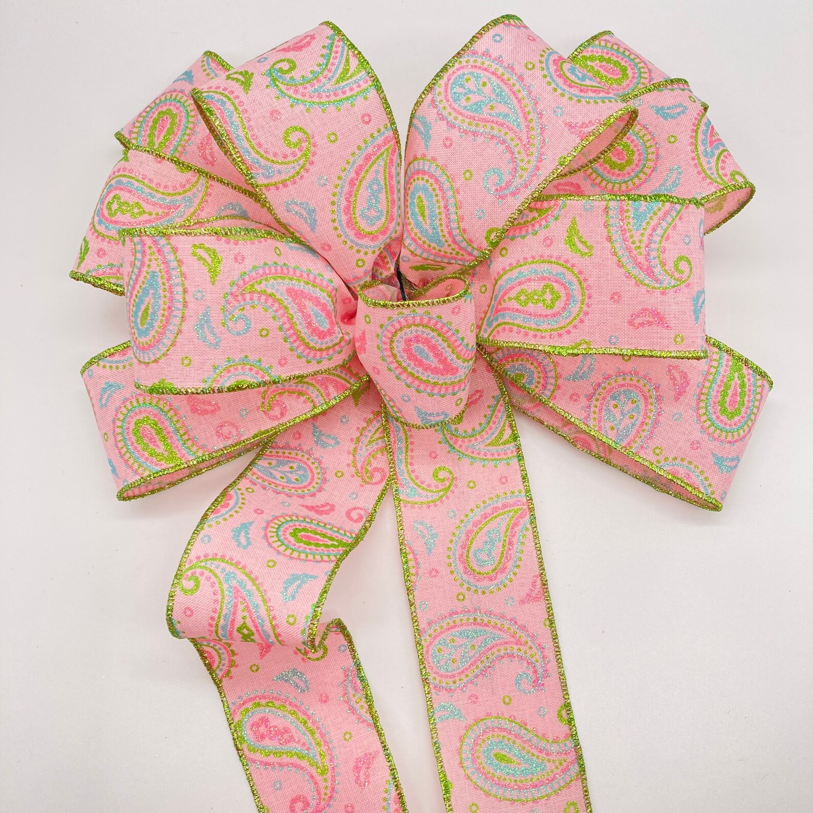 Paisley Pink Decorative Bow / Pink Wreath Bow / Christmas Pink Etsy