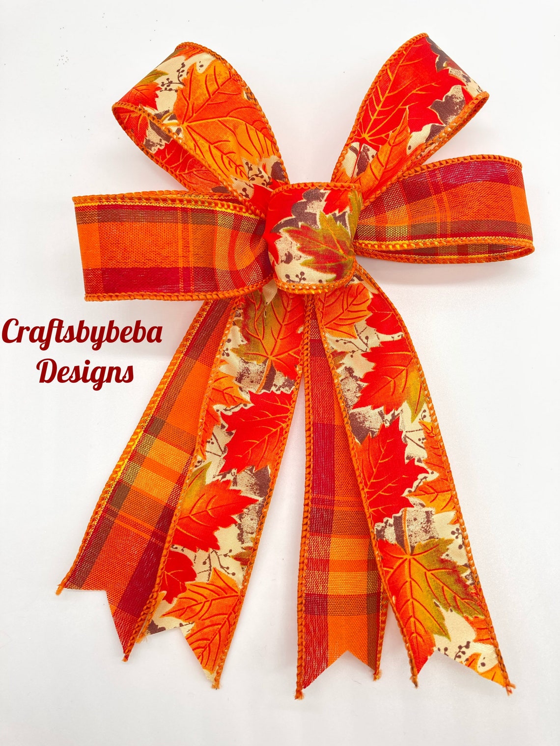 Fall Decorative Bows / Set 6 Bows / Harvest Plaid and Leaves Etsy