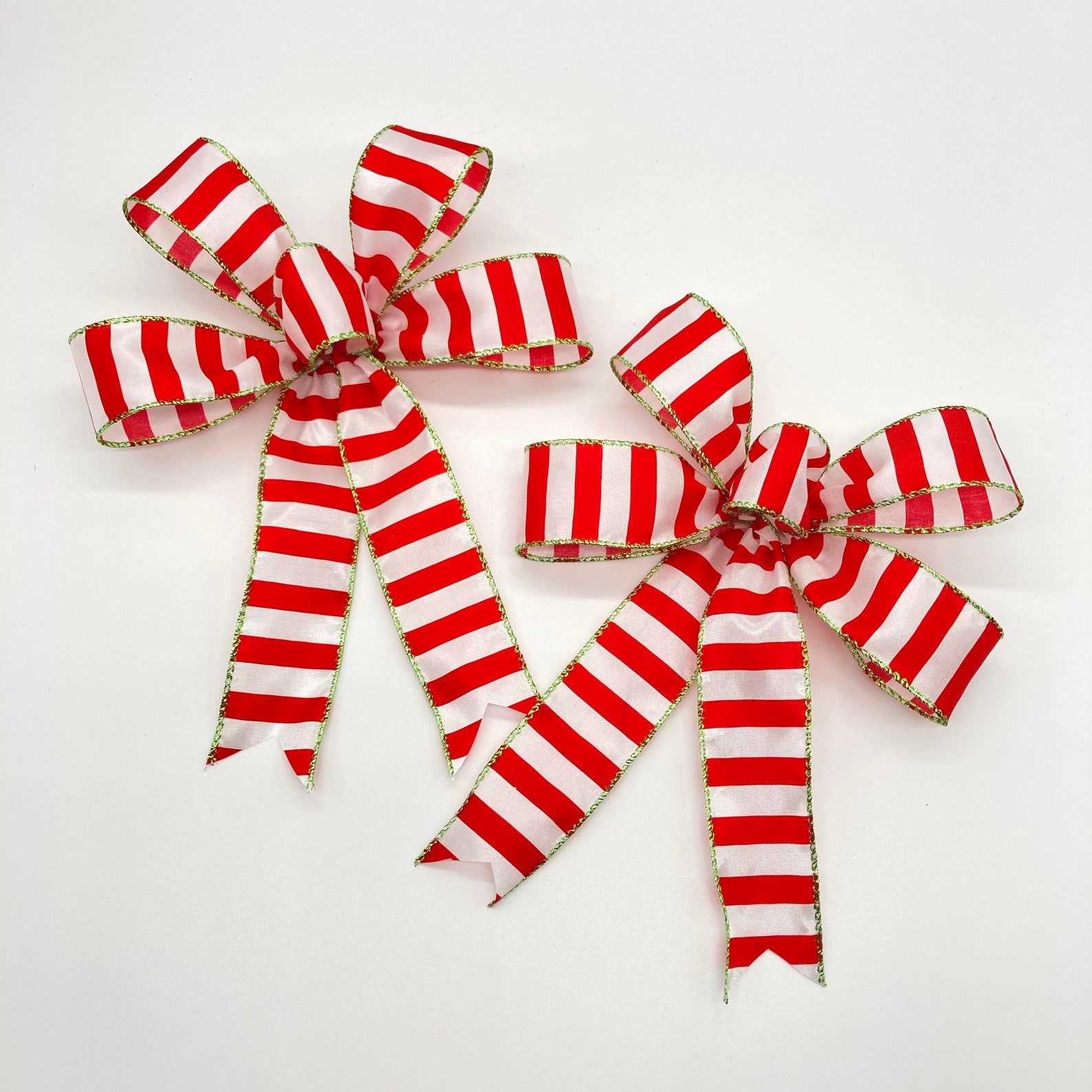 Peppermint Christmas Bows / Set 6 Bows / Christmas Tree Bows / Etsy