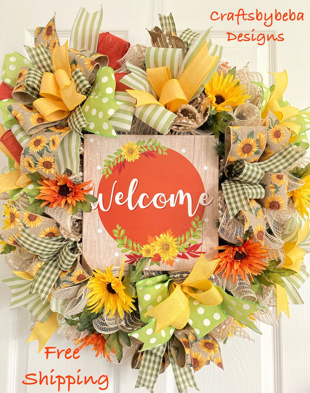 Cartello Benvenuto In Legno Con Girasole - Decorazione Rustica Per Porta Esterna, 20x10cm, Stile Vintage Da Appendere - Foto 5