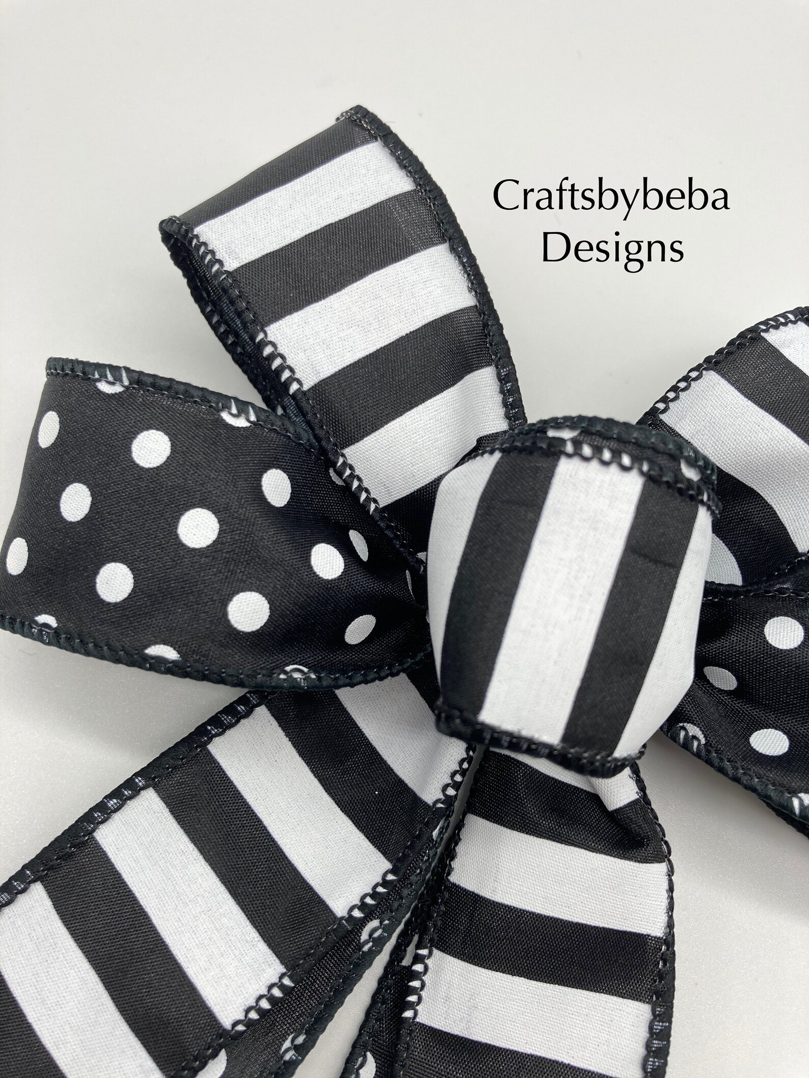 Black and White Decorative Bows / Set 6 Bows / Christmas Tree Etsy