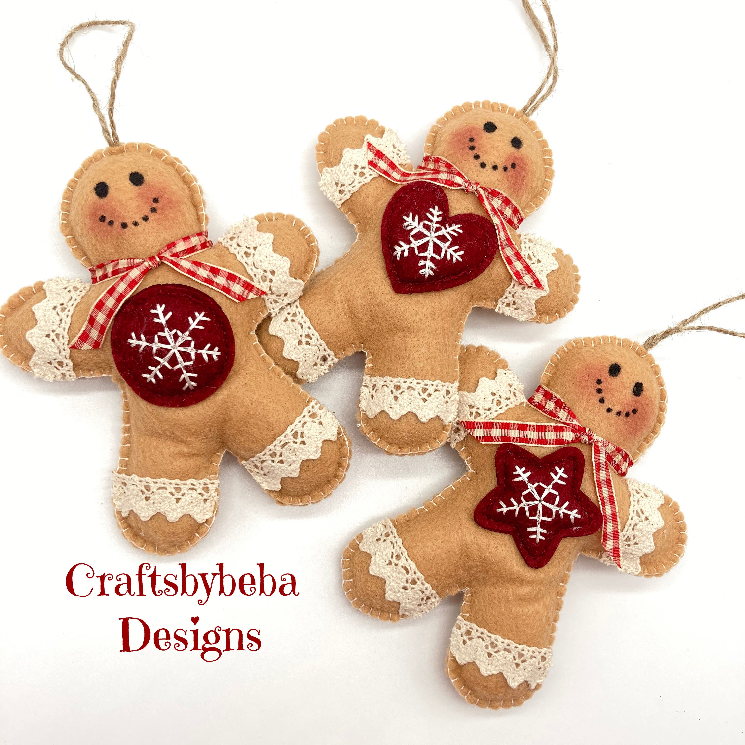 Gingerbread Christmas Ornaments / Set 3 Ornaments / Vintage Etsy