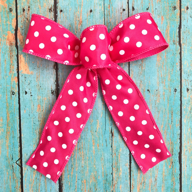 Pink and White Decorative Bows / Hot Pink Polka Dots Bows / Etsy
