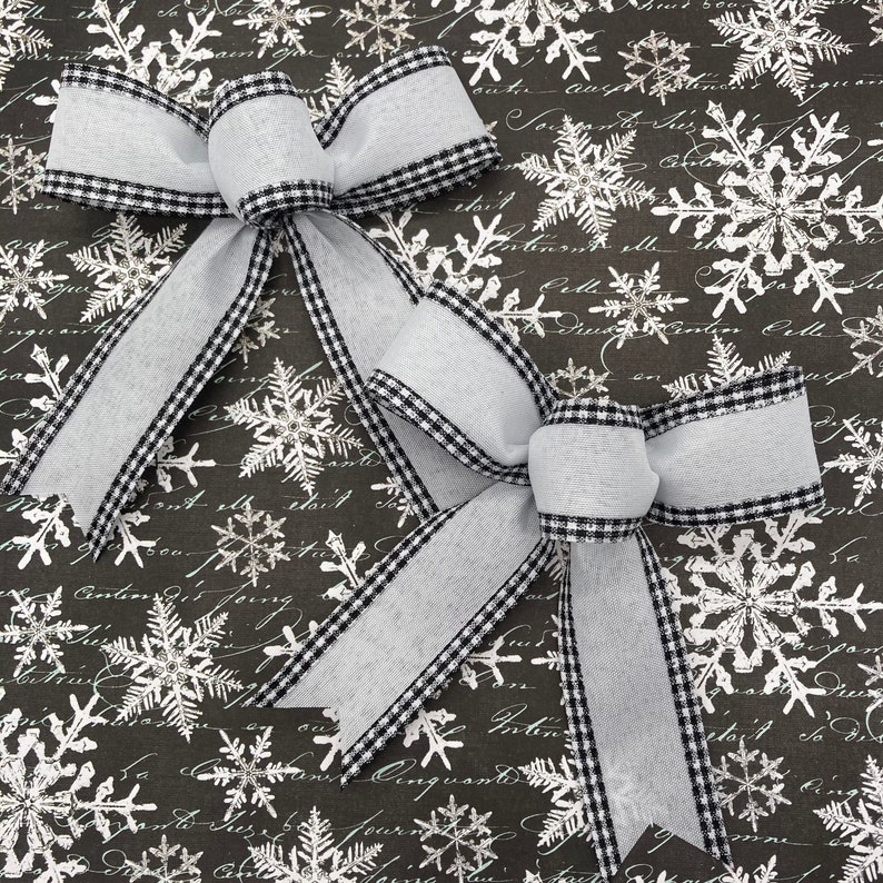 Christmas Black and White Decorative Bows / Set 8 Bows / Small Etsy