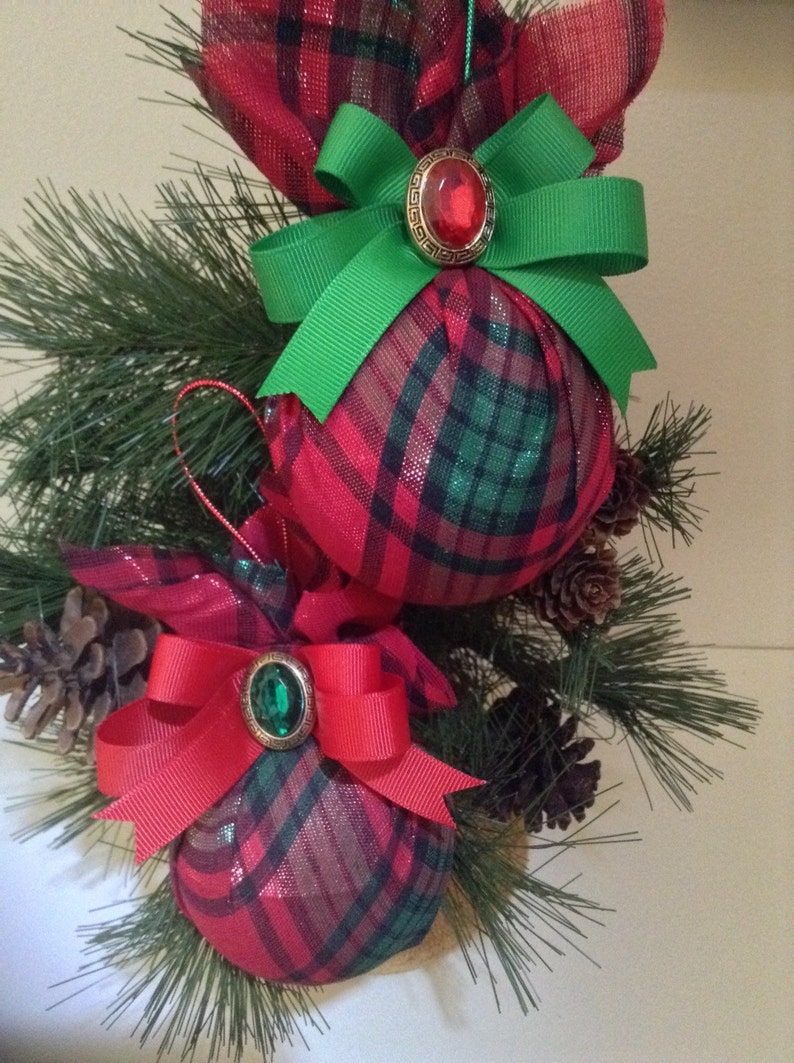 Plaid Fabric Ornaments / Christmas Ornaments / Set of 2 / Xmas Etsy UK