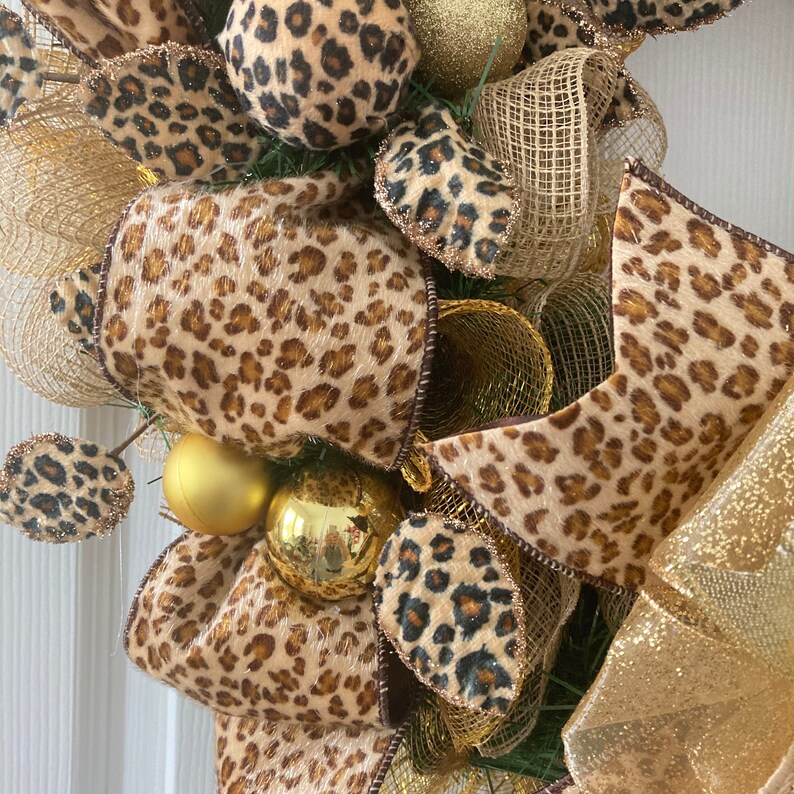 Cheetah Wreath / Christmas Animal Print Wreath / Mesh Cheetah Etsy
