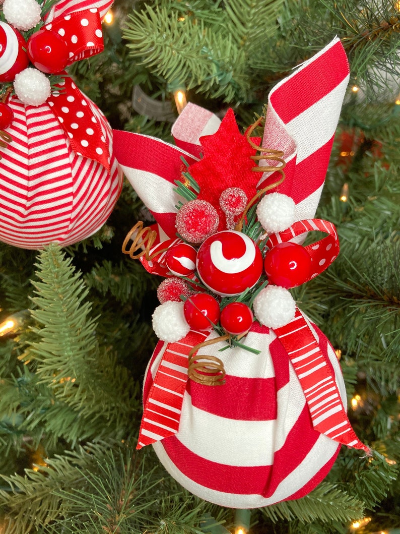 Peppermint christmas ornaments set 2 ornaments christmas etsy