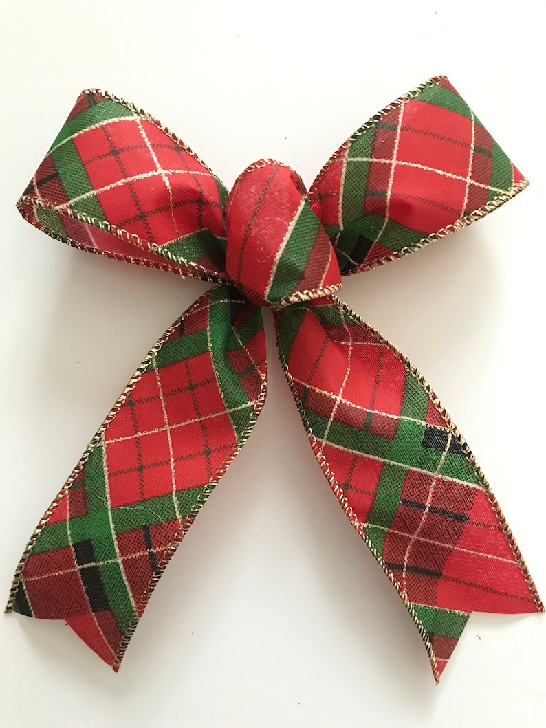 Plaid Christmas Tree Bows / Christmas Plaid Red and Green Etsy