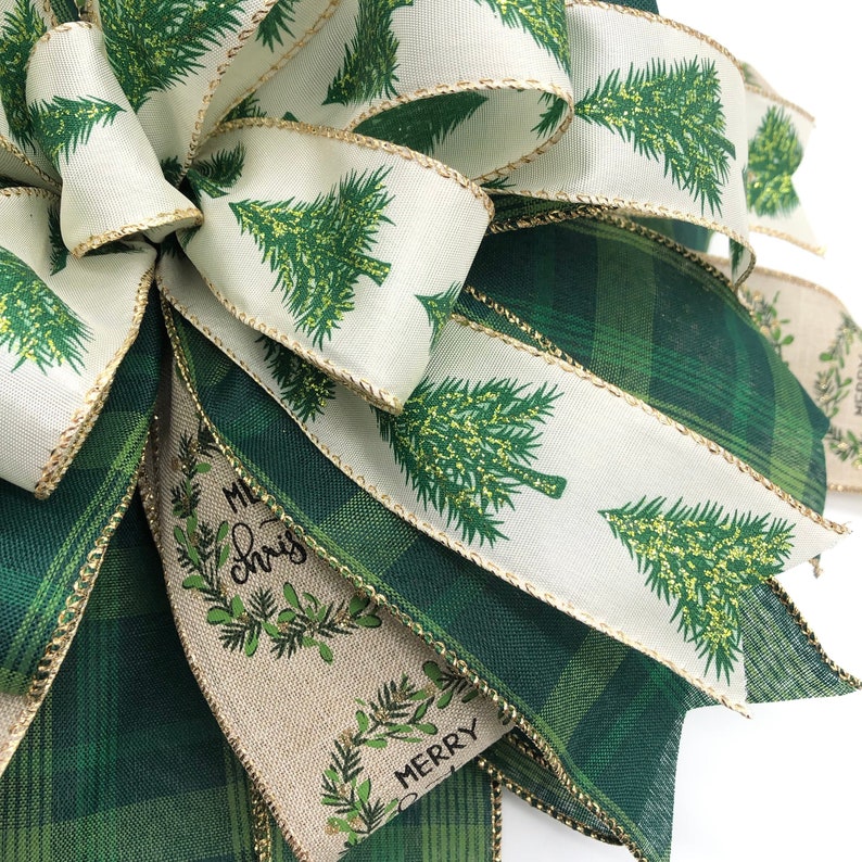 Christmas Tree Topper / Green Xmas Tree Topper / Plaid Green Etsy