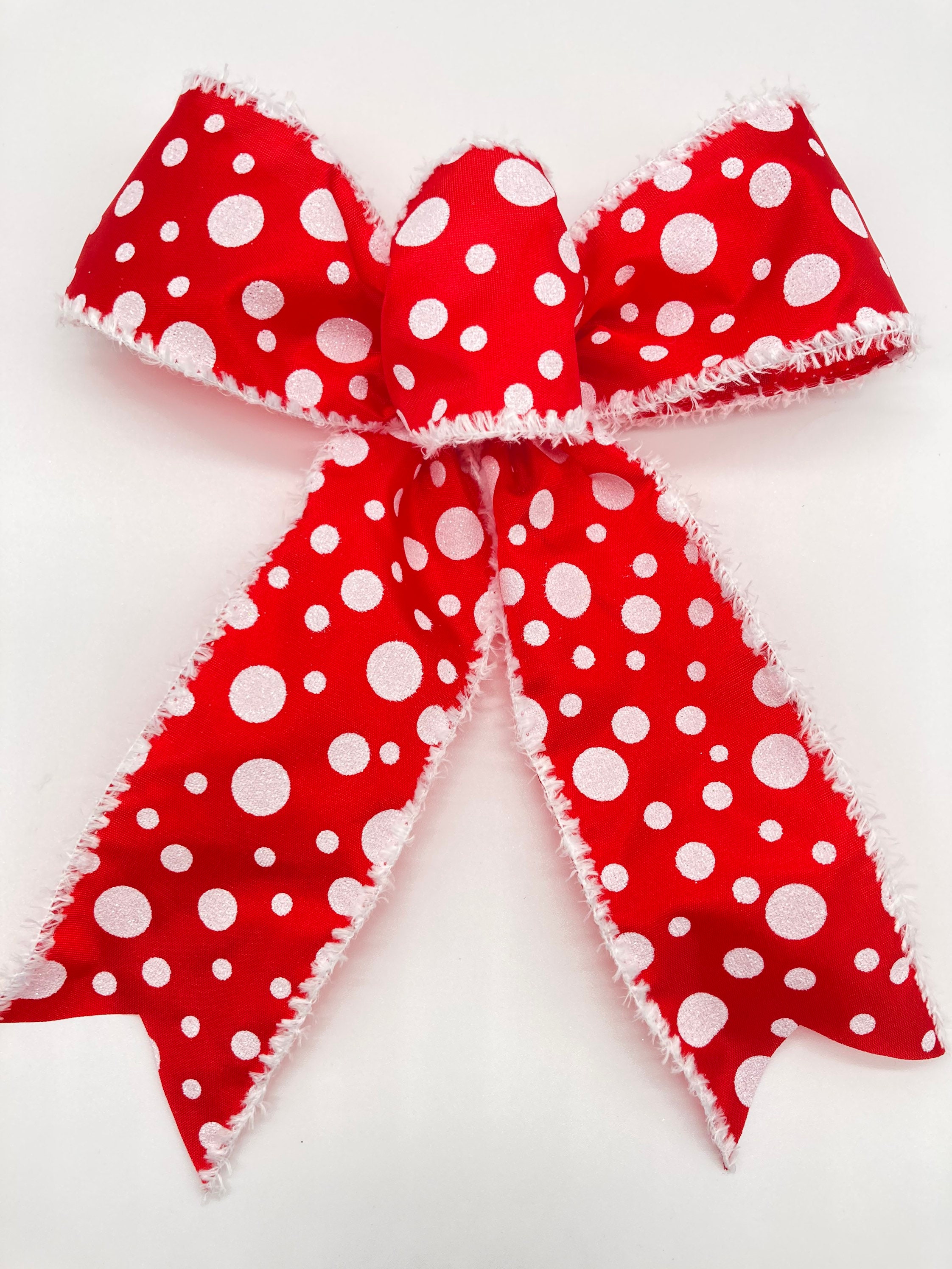 Christmas Red and a White Tree Topper / Christmas Polka Dots Small Bows ...