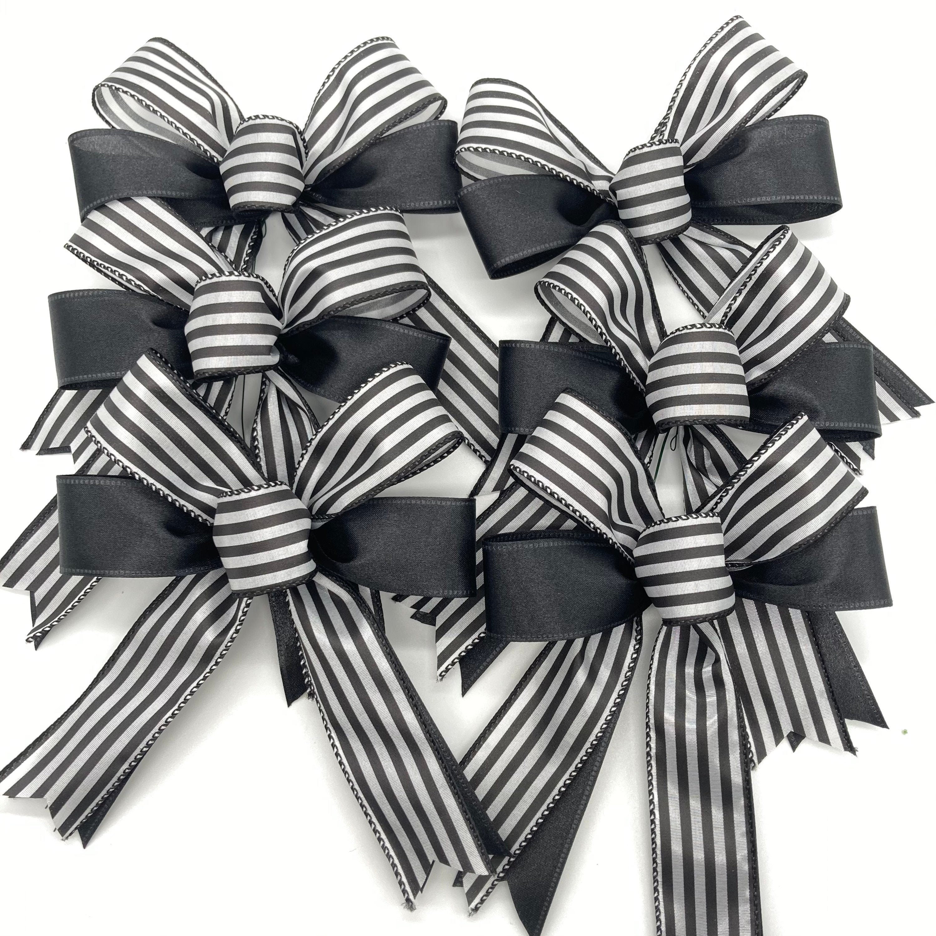 Black and White Decorative Bows / Set 6 Bows / Stripes Decor Etsy