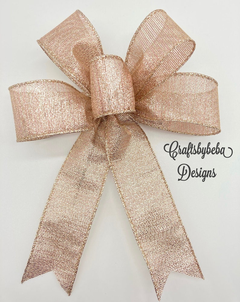 Rose Gold Decorative Bows / Set 8 Bows / Christmas Tree Bow / Etsy