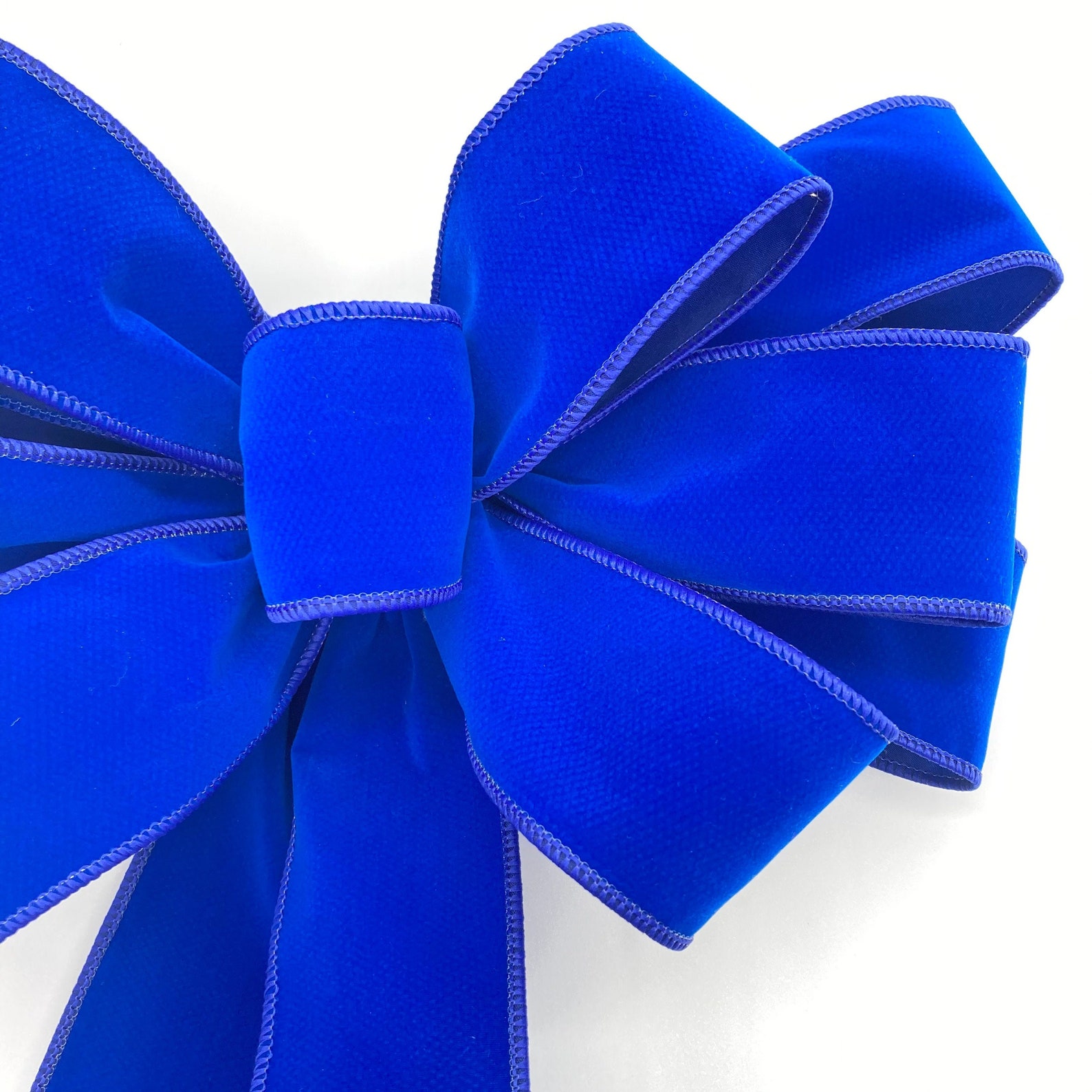 Blue Velvet Decorative Bow / Christmas Blue Wreath Bow / Blue Etsy
