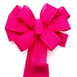 Fuchsia Wreath Bow / Hot Pink Decorative Bow / Christmas Pink Decor Bow / Summer Fuchsia Decor Bow / Lantern Bow / Christmas Tree Topper image 8