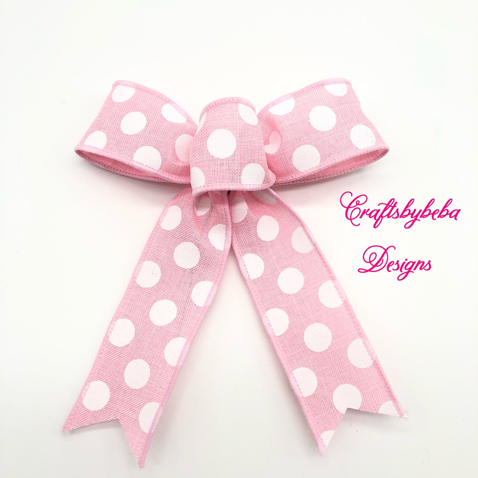 Pink and White Decorative Bows / Pink Polka Dots Bows / Set 12 Etsy