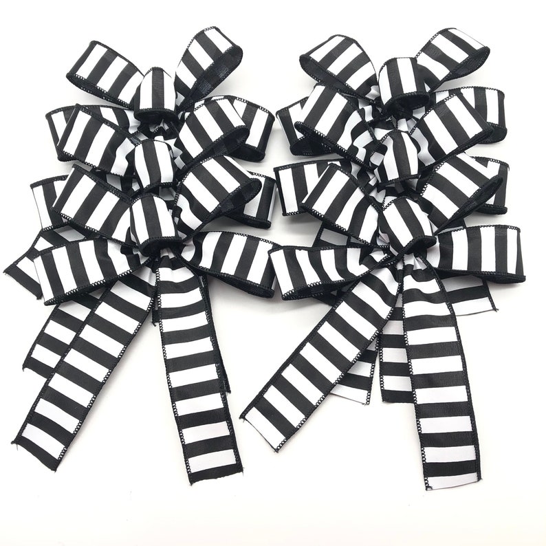 Black and White Bows / Set 6 Bows / Christmas Tree Decorative Etsy