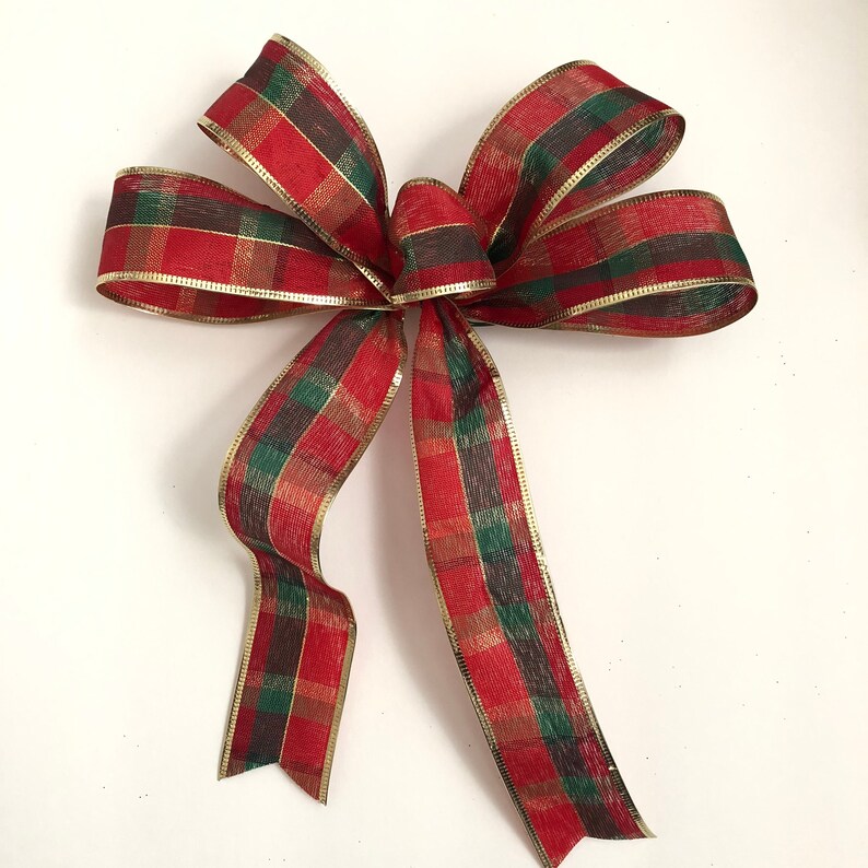 Christmas Plaid Bow / Set of 5 / Xmas Plaid Decorative Bows / Etsy