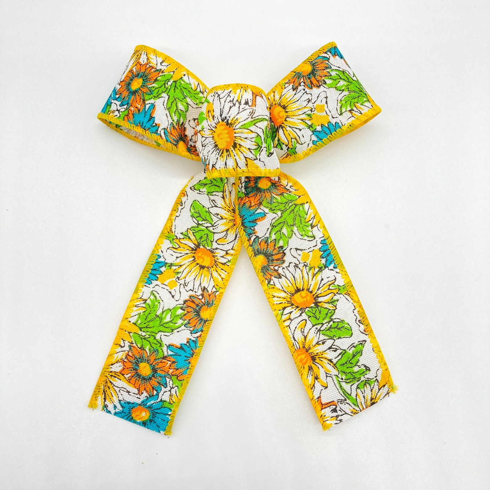 Daisy Decorative Bows / Set 8 Bows / Floral Print Decor Bows / Etsy