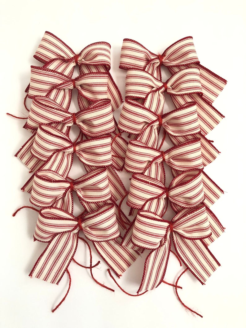 Christmas Bows / Xmas Small Decorative Bows / Red and off  Etsy