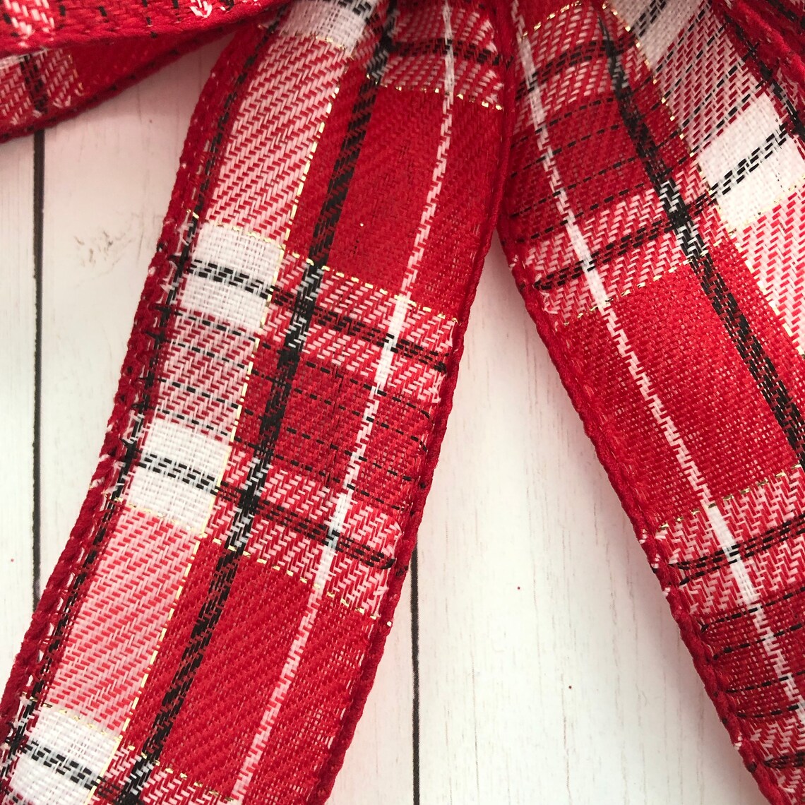 Christmas Plaid Decorative Bows / Set of 6 Bows / Xmas Red Etsy