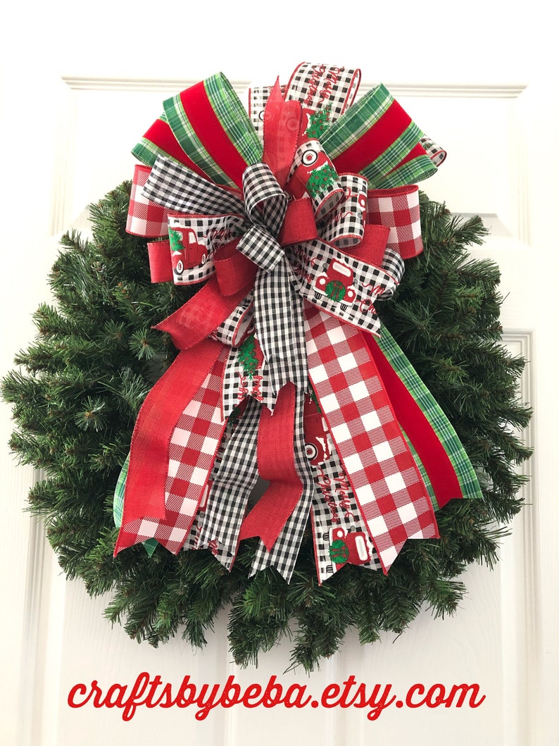 Christmas Tree Topper / Red Truck Christmas Decorative Bow / Etsy