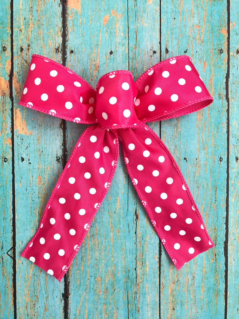 Pink and White Decorative Bows / Hot Pink Polka Dots Bows / Etsy