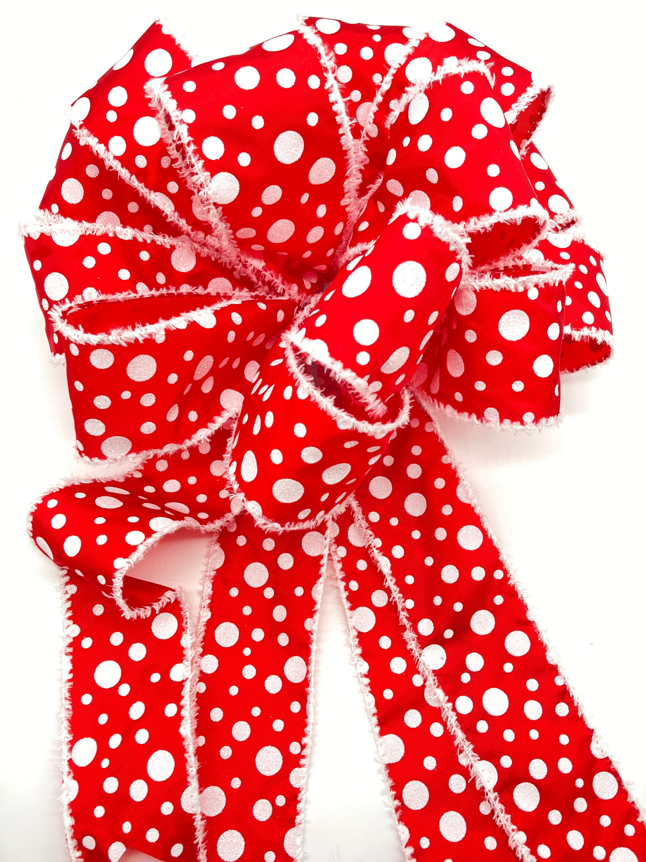 Christmas Red and a White Tree Topper / Christmas Polka Dots Small Bows ...