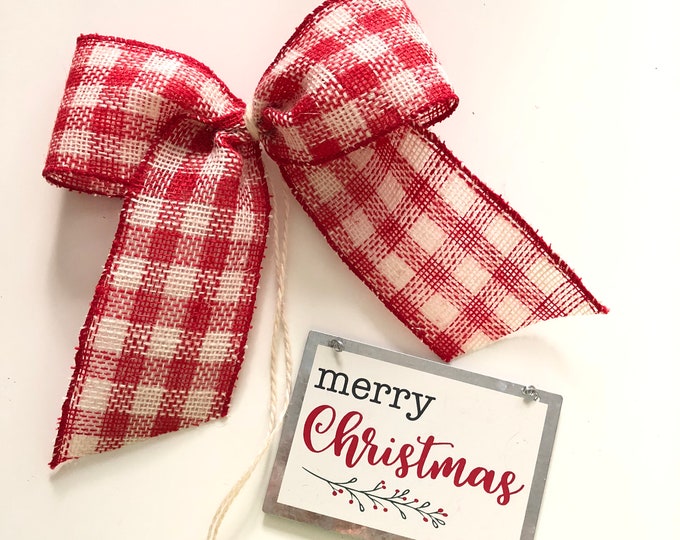 Plaid Christmas Bows / Red and White Plaid Christmas Decorative Bows