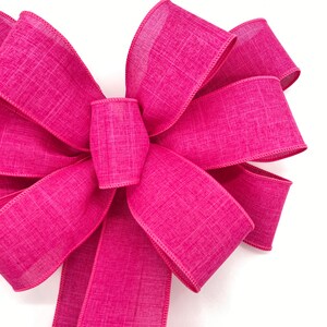 Fuchsia Wreath Bow / Hot Pink Decorative Bow / Christmas Pink Decor Bow / Summer Fuchsia Decor Bow / Lantern Bow / Christmas Tree Topper image 7