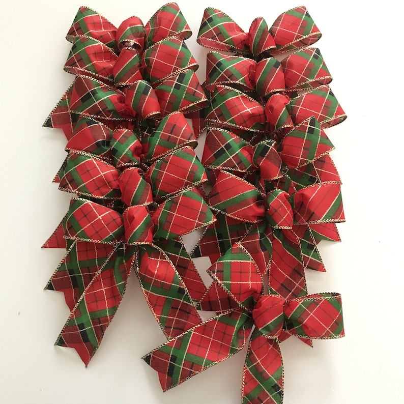 Plaid Christmas Tree Bows / Christmas Plaid Red and Green Etsy