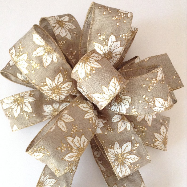 Christmas Tree Topper / Natural White and Gold Xmas Tree Etsy