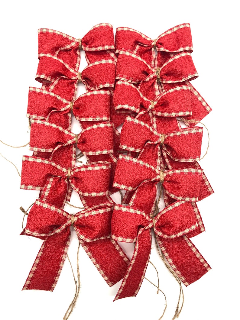 Red Christmas Bows / Set 12 Bows / Christmas Tree Bows / Etsy