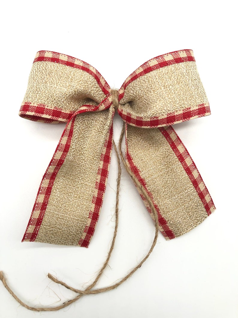 Christmas Small Bows / Set 12 Bows / Red and Beige Decorative Etsy