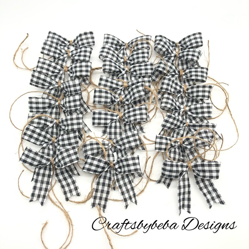 Black and White Plaid Bows / Small Buffalo Decorative Bows / image 6