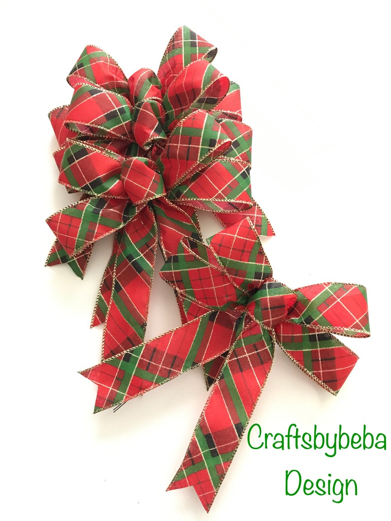 Christmas Tree Bows / Xmas Red and Green Decorative Bows / Set Etsy
